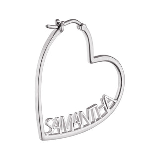 Silver Plated Personalized Nameplate Small Heart Hoop Earrings