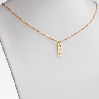 14K Gold Plated Personalized 3 Zodiac Signs Initial Bar Necklace