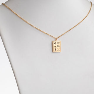 14K Gold Plated Personalized 3 Zodiac Signs Name Pendant Necklace