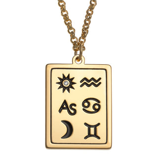 14K Gold Plated Personalized 3 Zodiac Signs Name Pendant Necklace