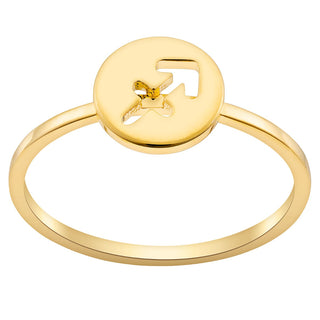 14K Gold over Sterling Cutout Disc Zodiac Sign Stack Ring