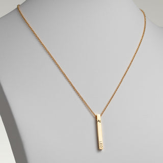14K Gold Plated 3 Zodiac Sign 4 Sided Bar Necklace
