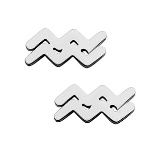 Silver Plated Zodiac Sign Cutout Stud Earring
