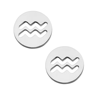 Silver Plated Zodiac Sign Disc Stud Earring