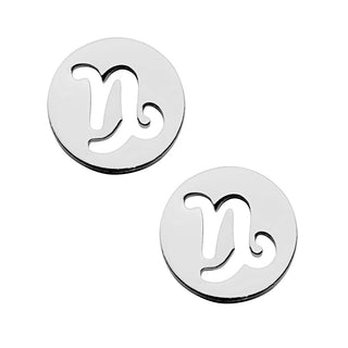 Silver Plated Zodiac Sign Disc Stud Earring
