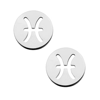 Silver Plated Zodiac Sign Disc Stud Earring