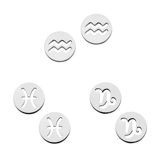 Silver Plated Zodiac Sign Disc Stud Earring