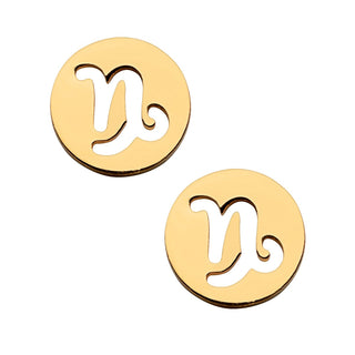 14K Gold Plated Zodiac Sign Disc Stud Earring