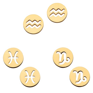 14K Gold Plated Zodiac Sign Disc Stud Earring