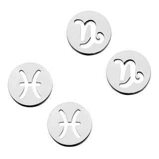 Silver Plated Zodiac Sign Disc Stud Earring Set of 2