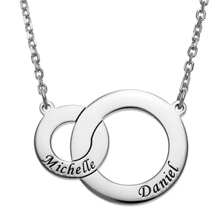 Sterling Silver Engraved Interlocking Circles Necklace