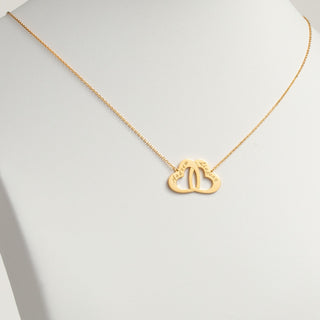 14K Gold over Sterling Engraved Interlocking Heart Necklace
