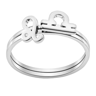 Sterling Silver Cutout Zodiac Stack Ring Set of 2