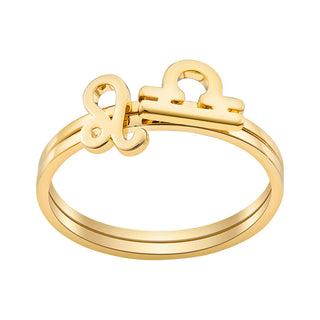 14K Gold over Sterling Cutout Zodiac Stack Ring Set of 2