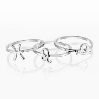 Sterling Silver Cutout Zodiac Stack Ring Set of 3