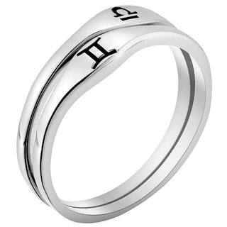 Silver Plated Zodiac Stack Ring Set of 2