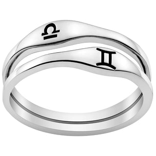 Silver Plated Zodiac Stack Ring Set of 2
