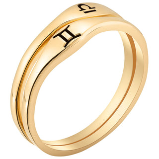 14K Gold Plated Zodiac Stack Ring Set of 2