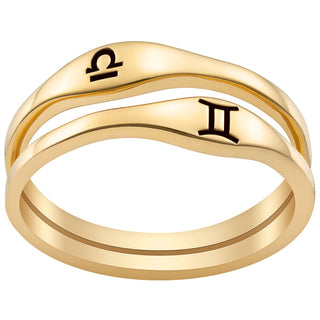 14K Gold Plated Zodiac Stack Ring Set of 2
