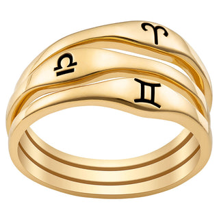 14K Gold Plated Zodiac Stack Ring Set of 3