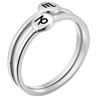 Silver Plated Zodiac Stack Ring Set of 2