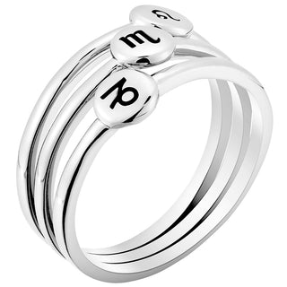 Silver Plated Zodiac Stack Ring Set of 3