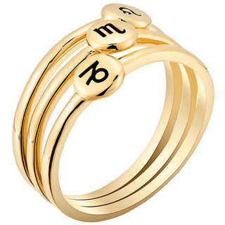 14K Gold Plated Zodiac Stack Ring Set of 3