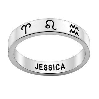 Silver Plated Zodiac Band Ring