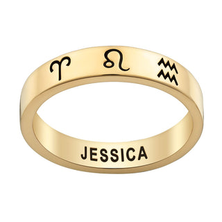 14K Gold Plated Zodiac Band Ring