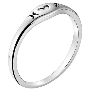 Silver Plated Zodiac Couple Stack Ring