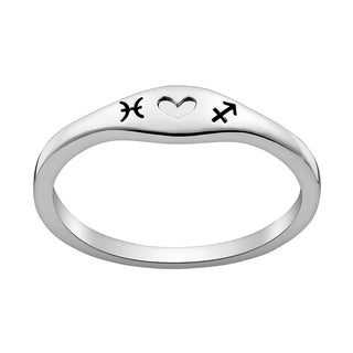 Silver Plated Zodiac Couple Stack Ring