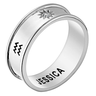 Silver Plated Zodiac Band Ring