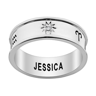 Silver Plated Zodiac Band Ring