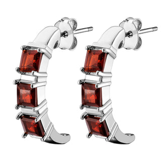 Silver Plated Genuine Garnet Ring and Earrings Set