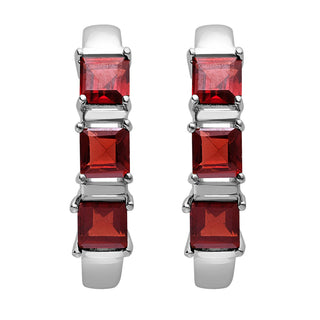 Silver Plated Genuine Garnet Ring and Earrings Set