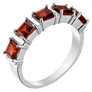Silver Plated Genuine Garnet Ring and Earrings Set