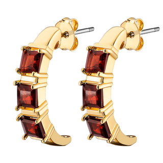 14K Gold Plated Genuine Garnet Ring and Earrings Set