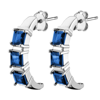 Silver Plated Genuine Sapphire Ring and Earrings Set