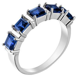 Silver Plated Genuine Sapphire Ring and Earrings Set