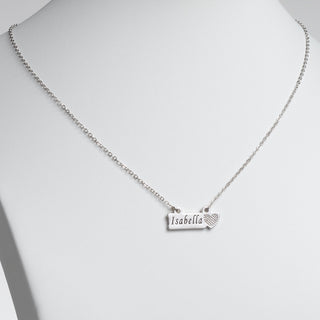 Engraved Name with Heart Plaque Necklace
