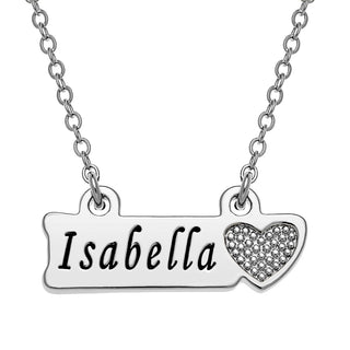 Engraved Name with Heart Plaque Necklace