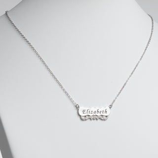 Engraved Name with Heart Scroll Plaque Necklace