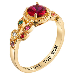 14K Gold Plated Mother's Family Birthstone Ring