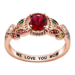 14K Rose Gold Plated Mother's Family Birthstone Ring