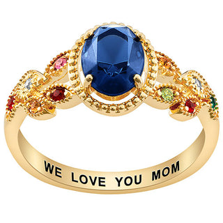 14K Gold over Sterling Mother's Oval Family Birthstone Ring
