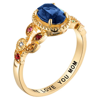 14K Gold Plated Mother's Oval Family Birthstone Ring