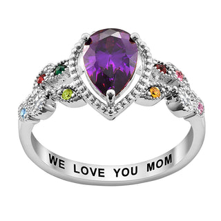 Mother's Pear Family Birthstone Ring
