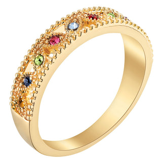 14K Gold Plated Family Birthstone Band Ring