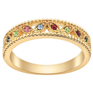 14K Gold Plated Family Birthstone Band Ring