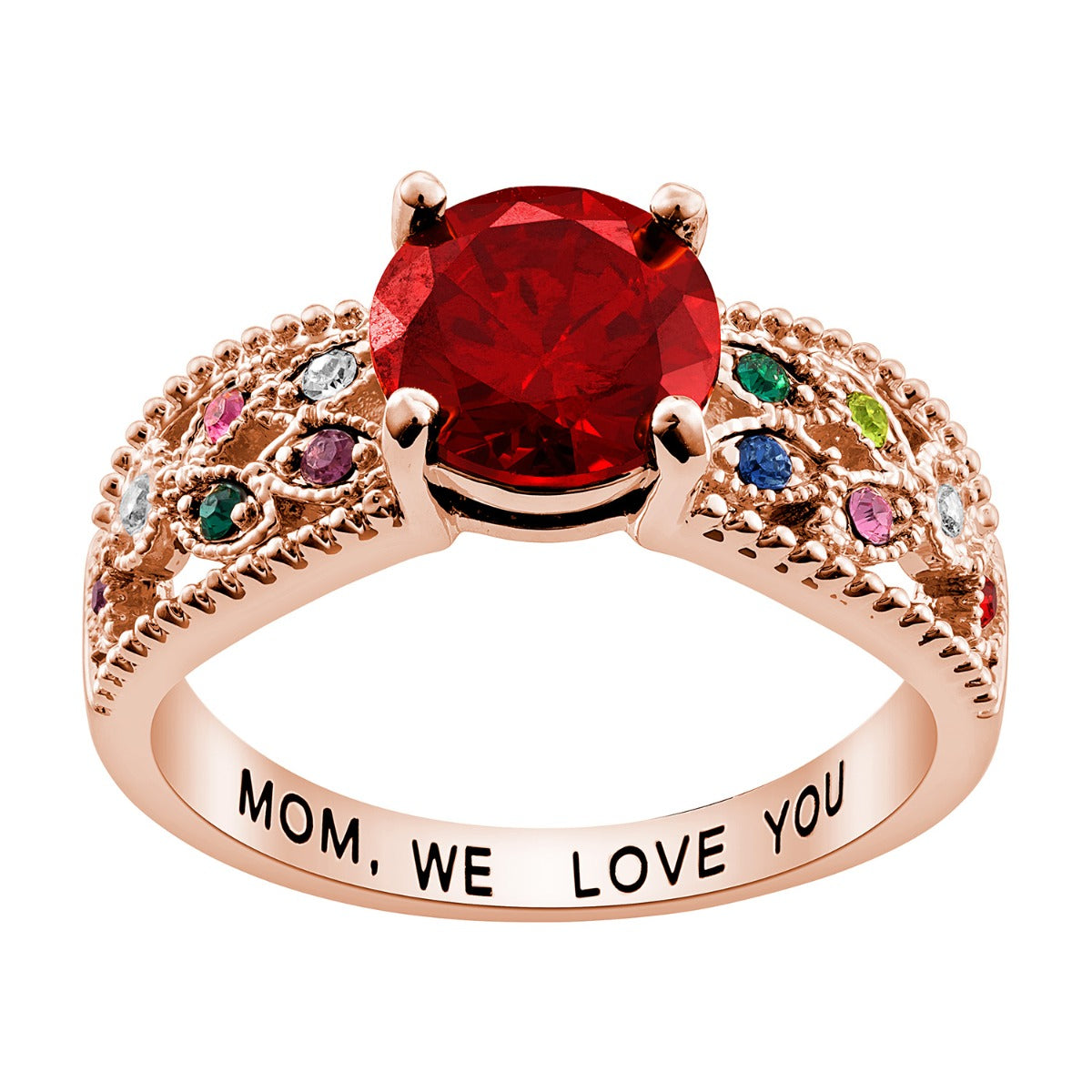 Rose Gold Plated Mother's Family Birthstone Ring – Limoges Jewelry